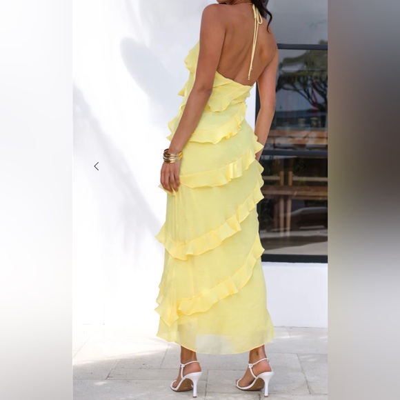 Yellow Maxi Ruffle Dress - Picture 2 of 3